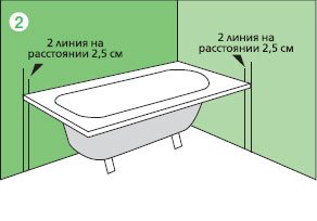2. Прочертите вторую линию, параллельную первой и отстоящую от нее на 2,5 см. Сотрите первую линию.